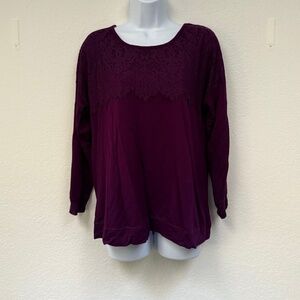 Westport XL Purple Lace Long Sleeved Top